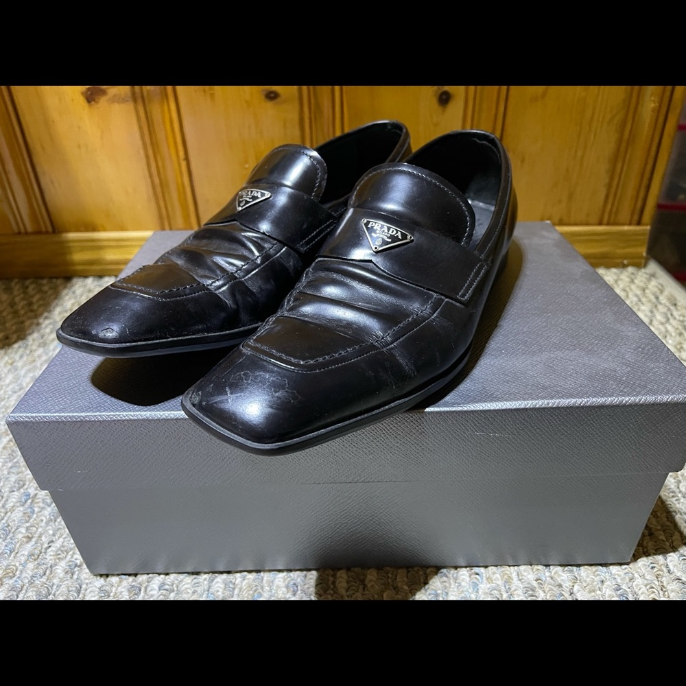 Men's Black Brushed Leather Loafers